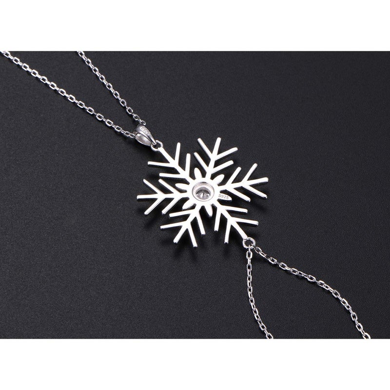 DAOCHONG S925 Sterling Silver Snowflake Long Sweater Chain Statement Snow Necklace Pendant for Women 28 inches - Image 5